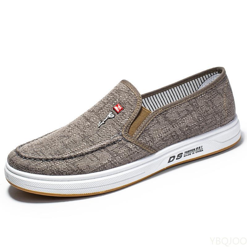 Men's Flat Bottom Casual Driving Cloth Low Top Canvas Breathable and Light Old Beijing Lazy Work Shoes Plus Size