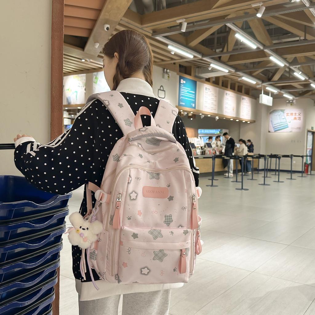 Schoolbag cute high-value backpack large-capacity junior high school student college bag female simple lightweight versatile travel backpack