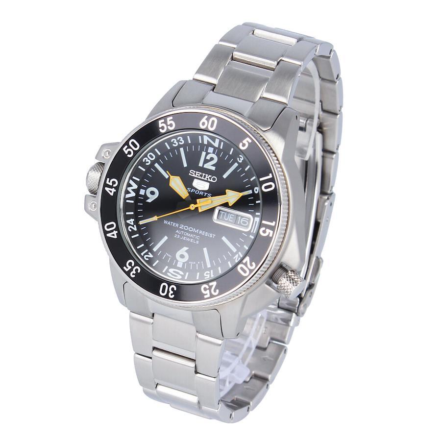 SEIKO SKZ211K1 SKZ211K SEIKO5 SPORTS ავტომატური დღე თარიღი შავი ვერცხლისფერი უჟანგავი ფოლადის მამაკაცის მაჯის საათი / SKZ211K ( SKZ211K S SKZ2 SKZ21 )