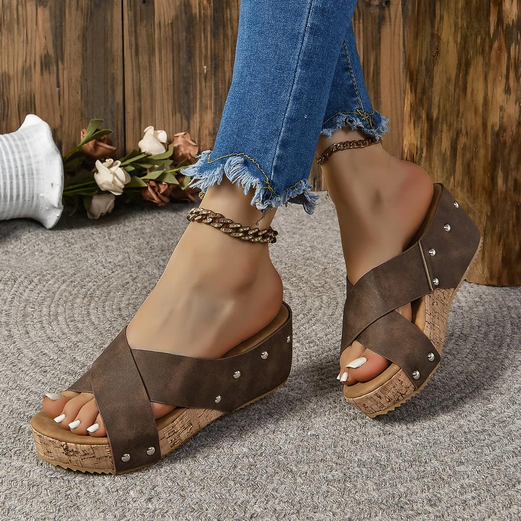 Mode Damen Hausschuhe 2024 Neue Sommer Schuhe Damen Zehenfrei Rom Hausschuhe Lässige Keilabsatz Plateau Sandalen Pantoletten Damen Zapatos De Mujer