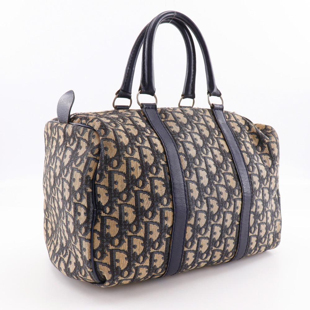 Dior Trotter Boston Bag Mini Boston Vintage Beige Canvas Unisex Used