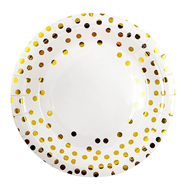 7" and 9" Polka Dot Hot Stamped Disposable Paper Plates - Party Set