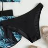 Women 2025 New Bikinis 6 Colors Sexy Halter Bikini 3 Piece Set Leafs Print High Waisted Swimsuit Beach Bathing Suit Size S-XXL