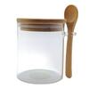 GLASS CONTAINER 400 ml JAR WITH BAMBOO LID AND SPOON