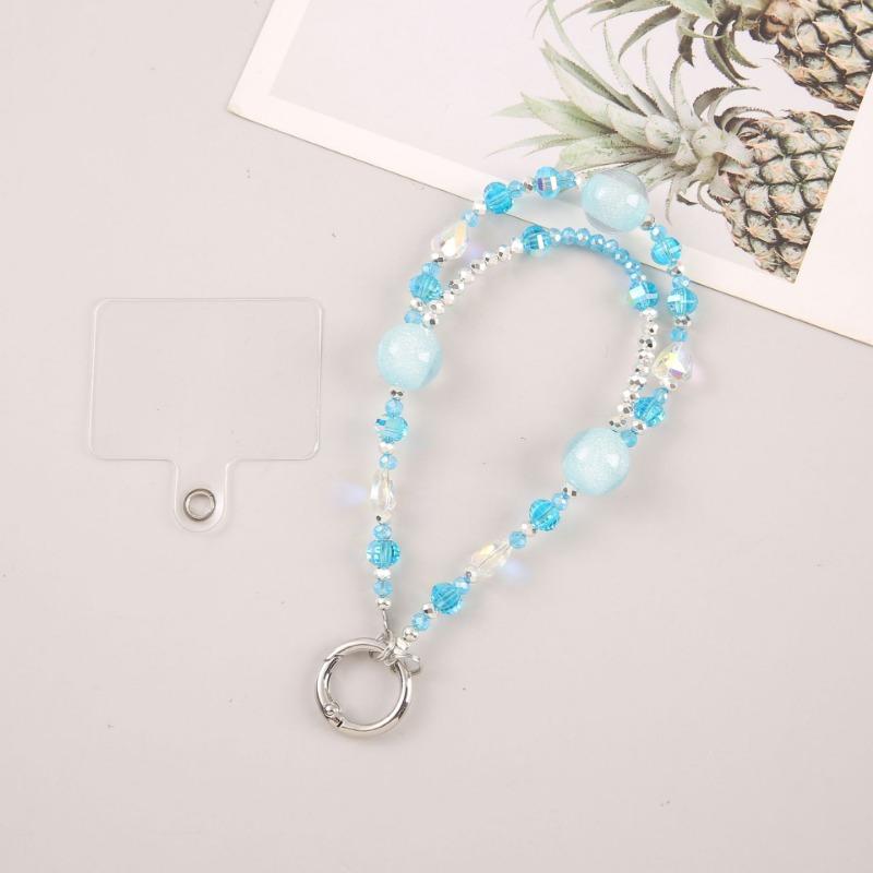 Luxury Style Cartoon Crystal Bead Phone Chain Colorful String Phone Lanyard Bag Chain Wholesale