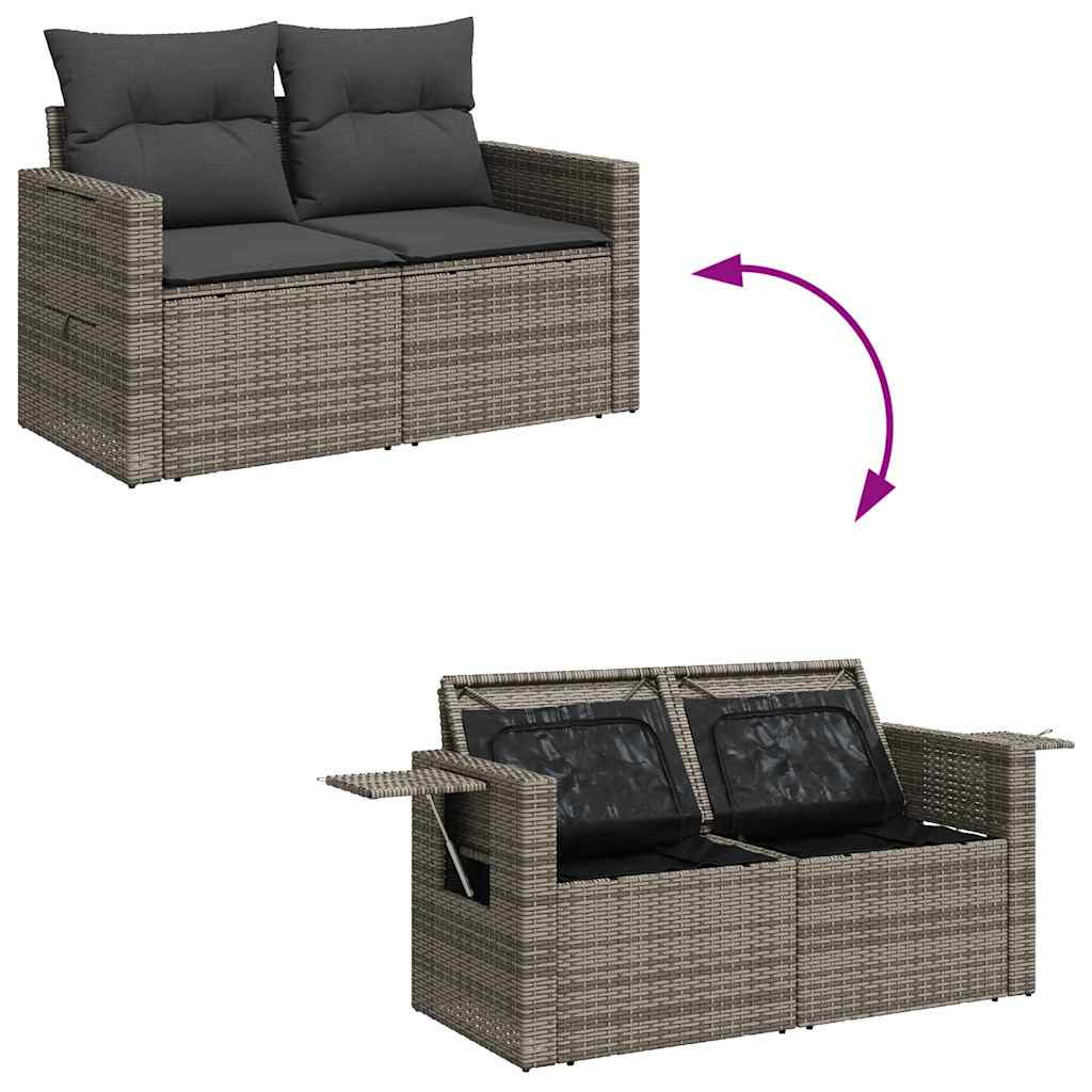 Vidaxl 6-Cz. Set di Mobili da Giardino con Cuscini, Grigio, Polyrattan