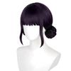 Dark Purple Neat Bangs Long Hair Short Curly Hair Bun Synthetic Short Hair Wig | Animation KPop Demon Hunters Figure Zoe Cosplay