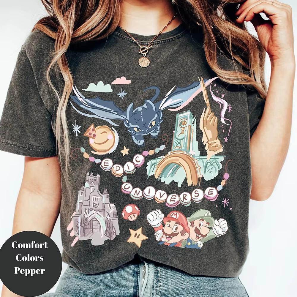 2026 Disney Retro Family Shirt For Women Summer Loose And Breathable Cotton RoundNeck Tshirt Y2K Daily Comfortable Top