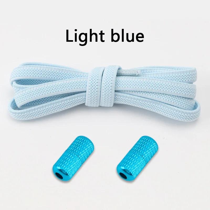 1 Pair Elastic Shoelaces Without Ties Flat Shoe Laces Round Metal Capsules Lock Rubber Band Lazy Shoes Lace For Sneakers