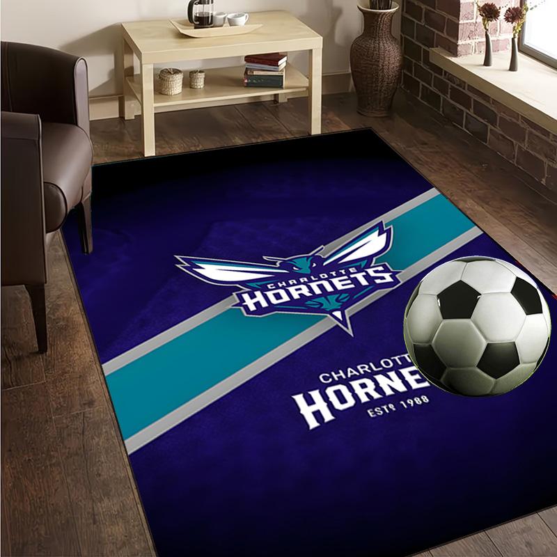 Charlotte-Hornets Logo Rug Office Carpet Non-Slip Mat, Chair Rug Floor Covering for Gaming, Bedroom, Living Room , Home Decor Christmas Gift
