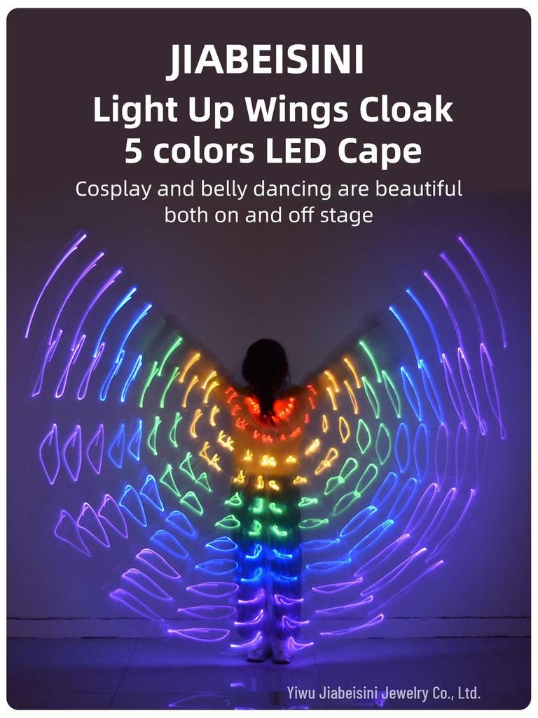 LED Leuchtendes Kinder Bauchtanzkostüm mit bunten leuchtenden Flügeln