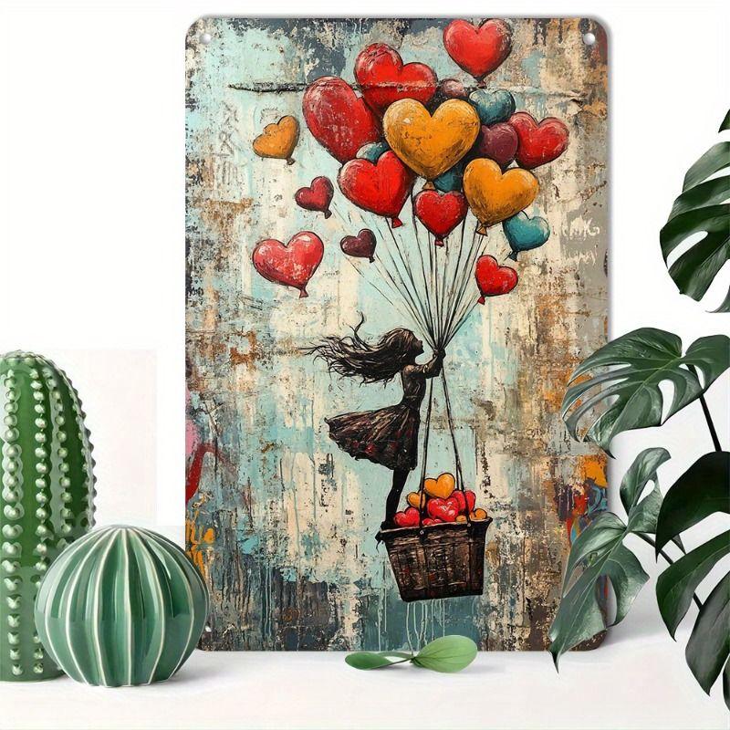 Peinture décorative métallique rétro pour la Saint-Valentin pour chambre à coucher de couples, salon, café, bar, restaurant