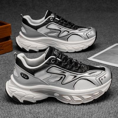 Men's Shoes Trendy Brand Versatile Casual Sports Teenagers Running Thick Sole With Increased Shock Absorption White Dad