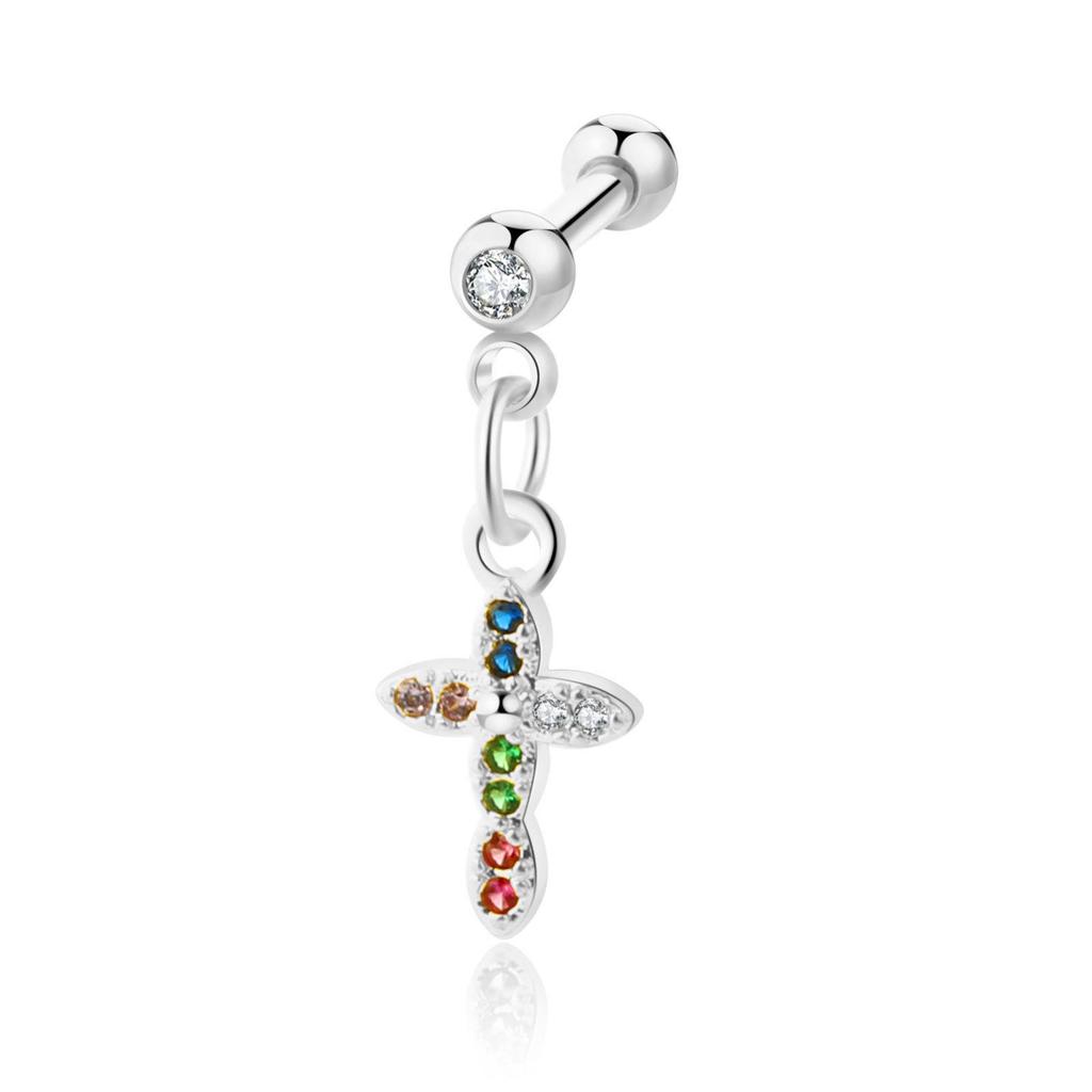 Zircon Stainless Steel Cartilage Stud Earrings - European & American Style