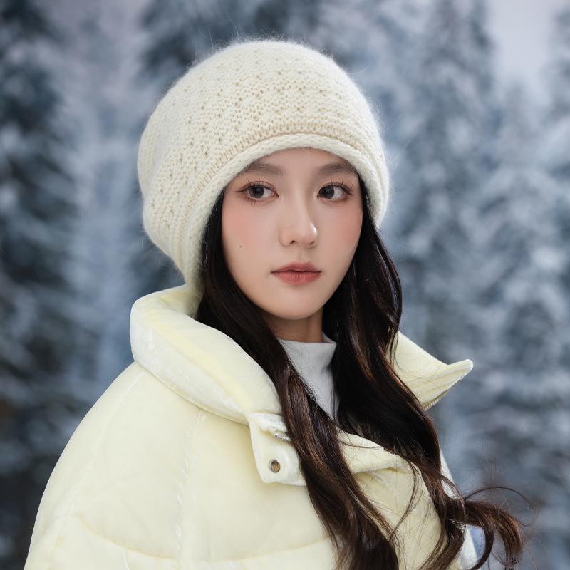 Fashion Versatile Winter Hat Women's Big Head Circumference Show Face Small Baotou Hat Ear Protector Warm Knitted Wool Hat