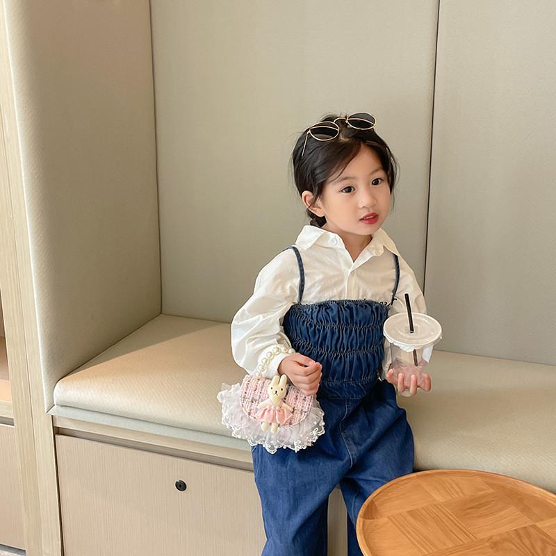 Trendy Korean Style Cute Children's Mini Shoulder Bag With Pearl Elements And Fashionable Design