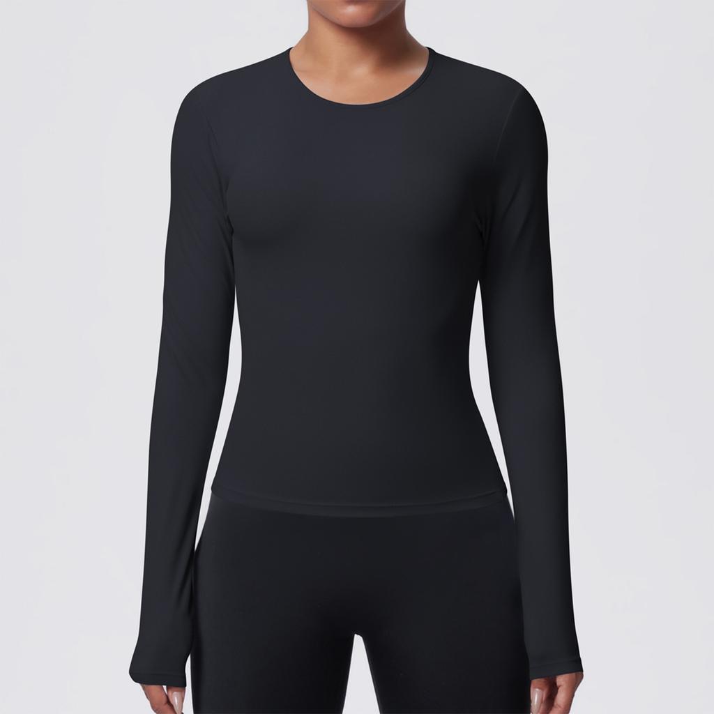 Women's Fashionable Color Slim Fit Long Sleeved Breathable Yoga Suit T-shirt Running Training Fitness Top