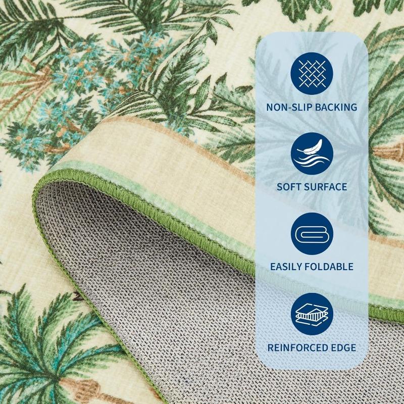 Green Living Room Carpets Nordic Style Jungle Animal Plant Print Bedroom Rug Vintage Machine Washable Non-Slip Coffee Table Mats