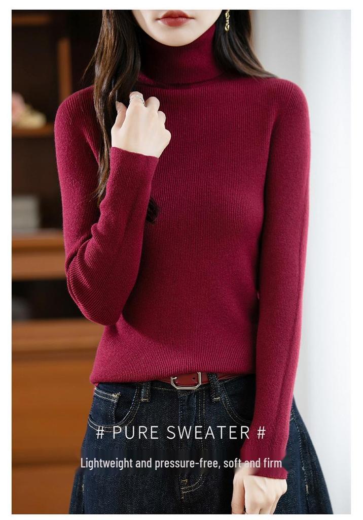 Women's Slim Fit High Collar Sweater - Warm, Versatile Base Layer for Autumn/Winter