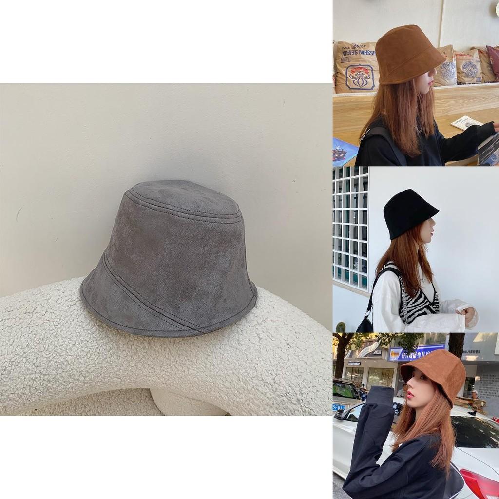 Stylish Khaki Or Black Suede Bucket Hat For Women Perfect For Fall And Winter