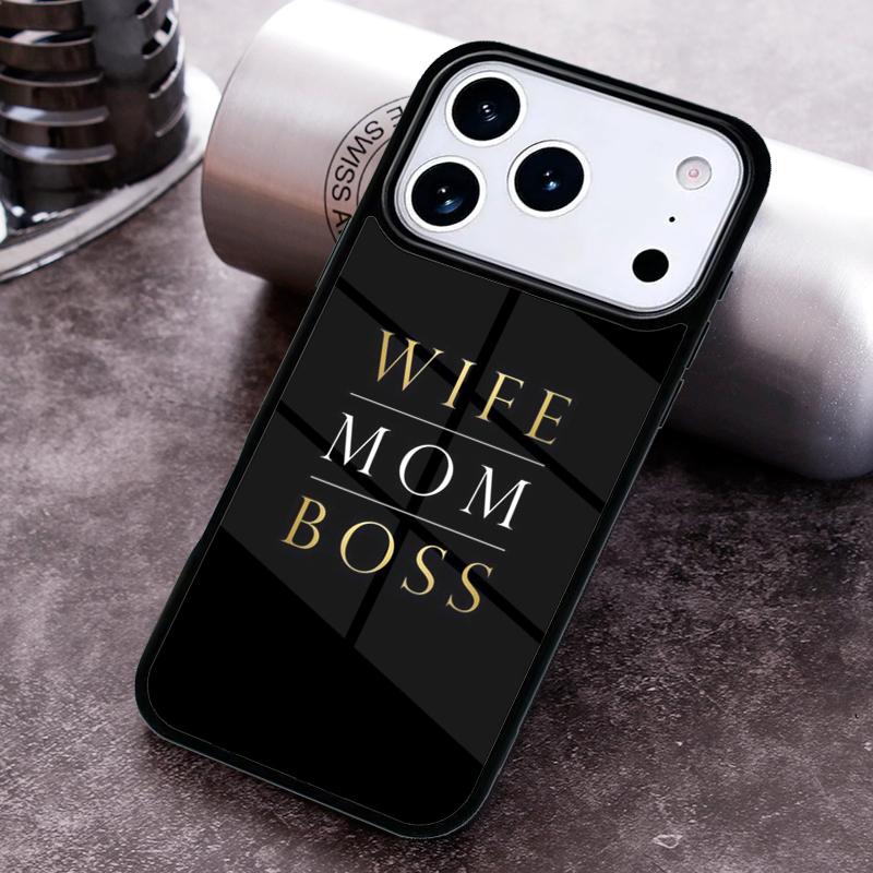 Wife Mom Boss Quotes Phone Case For iPhone 17,16e,15,14,13,12,11,Mini,Pro,MAX soft Silicone Cover