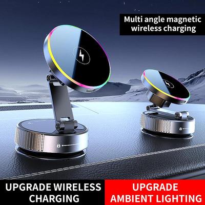 Supporti Magnetici con Ventosa 15W Caricabatterie Wireless Porta Telefono per Auto Rotazione 360° Regolabile Pieghevole per Smartphone