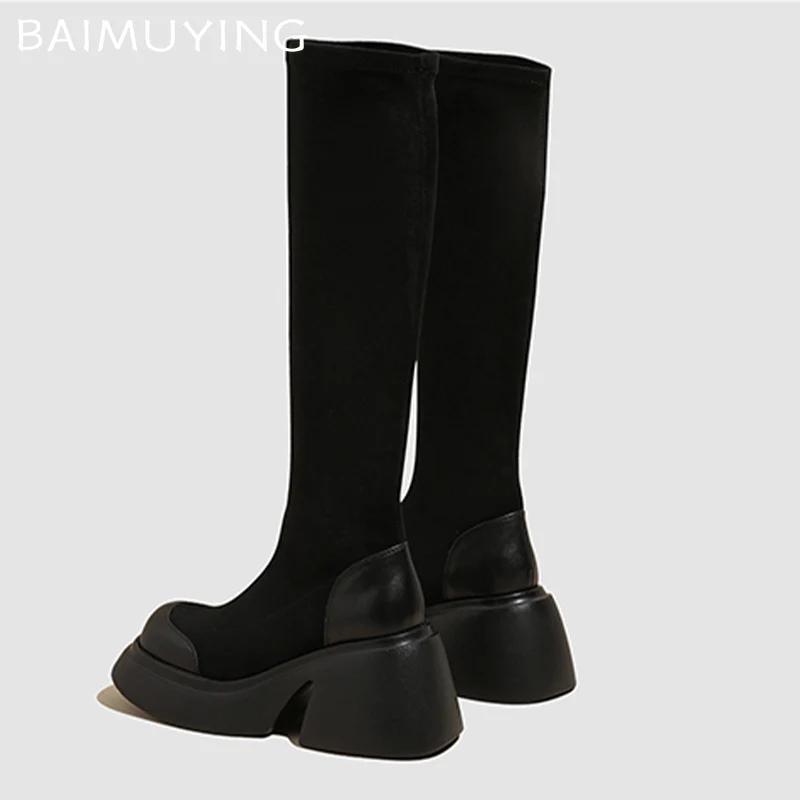 Женские высокие сапоги на платформе — фото 4