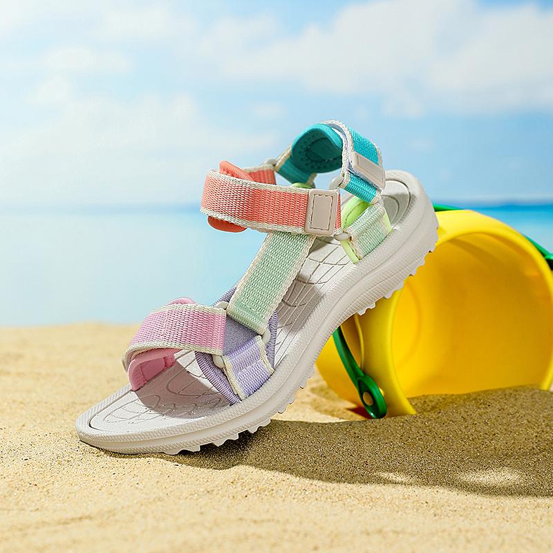 Mädchen Jungen Großes Kind Mehrfarbige Riemen Sport Sandalen Verstellbar Offene Zehen Rutschfest Sommer Kinder Strand Sandalen Outdoor Wasserschuhe