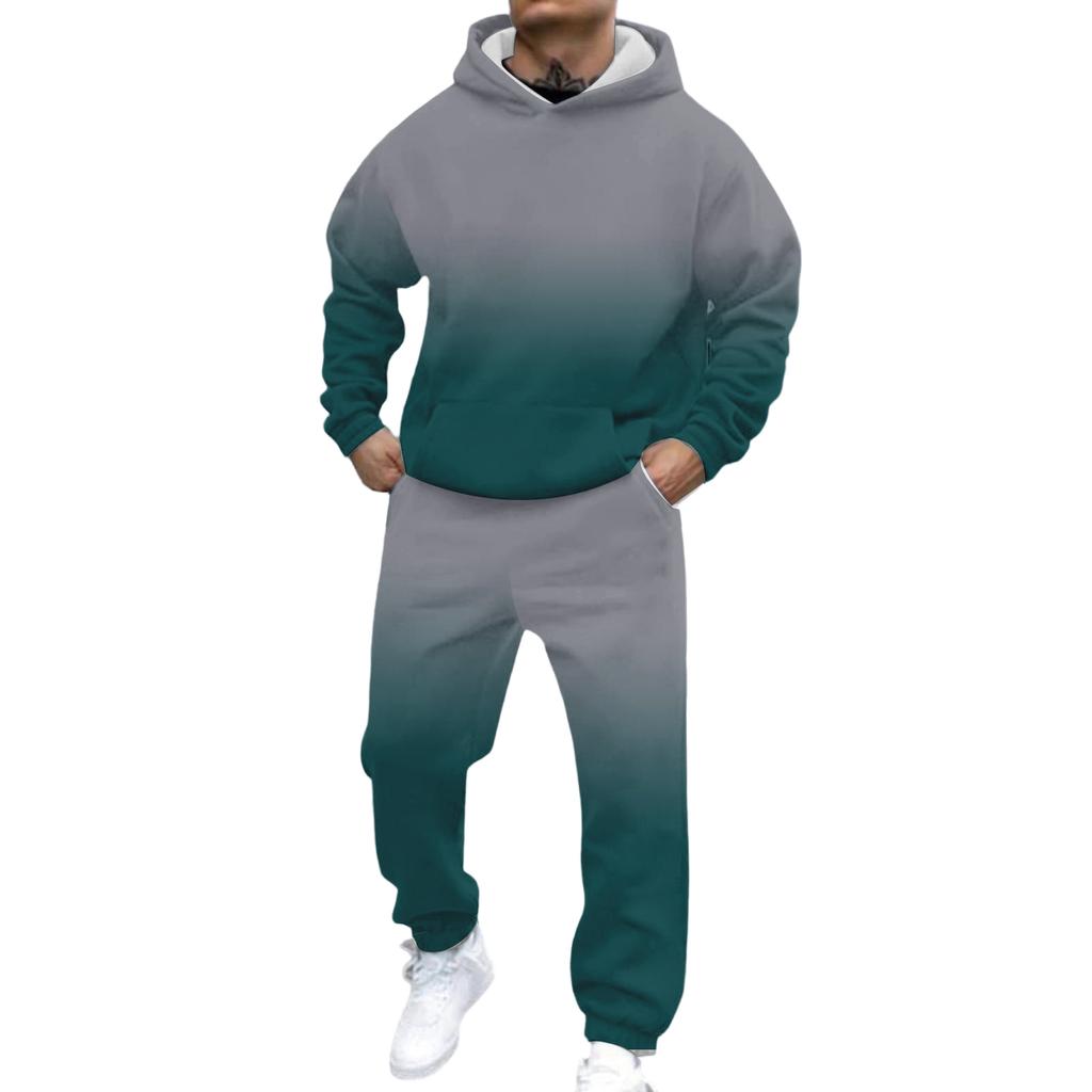 Herren Casual und personalisiert bedrucktes Langarm-Kapuzensweatshirt, Herren Sport-Sweatshirt und Sweatpants zweiteiliges Set