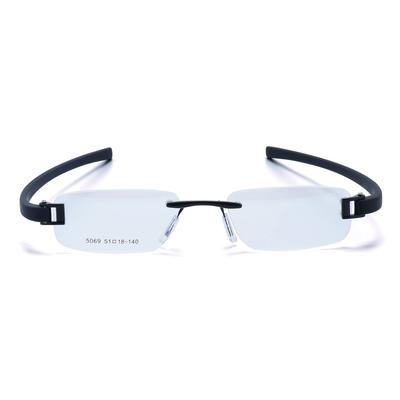 RSINC Unisex Rimless Frame Metal & Rubber/Eyeglass/Spectacle for Men and Women, Black Black 5069 51-18-140) AM-TR-Black