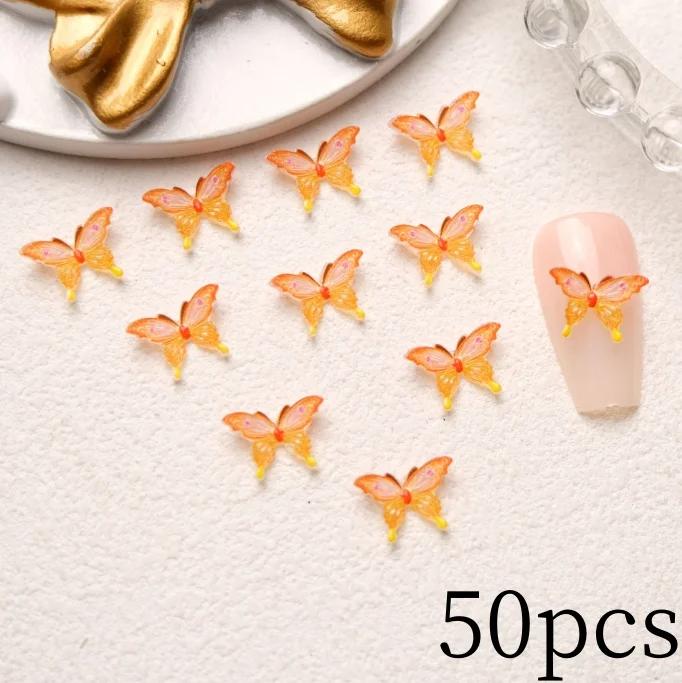 

50pcs Glitter Resin Colorful Mini Crystal Butterfly Nail Art Flatback Rhinestone Figurines DIY Miniatures Scrapbook Decor Crafts