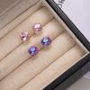 Stylish And Simple Purple Square Diamond Stud Earrings, High-End Temperament Explosive Stud Earrings, Sweet And Cool Wind Dopamine Earrings.