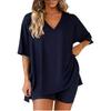 2026 Summer Chic European & American V-Neck Solid Color Loose Pajama Set