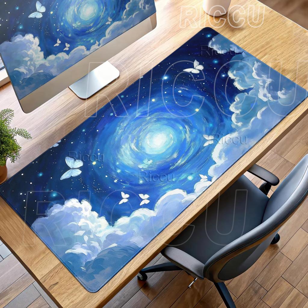 Large Milky Way Art Anime Extended Mouse Pad XXL Computer Laptop Office Rubber Nonslip Table Pad Aesthetics Gaming Keyboard Mats