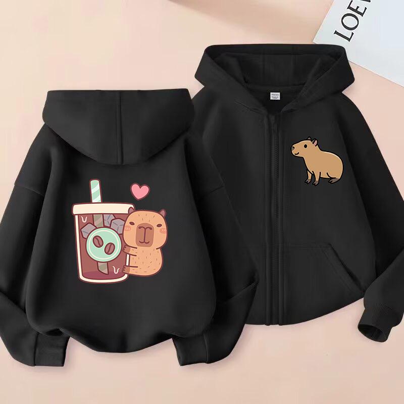Zip Up Hoodie Kawaii Kids Capybara Children's Hoodie Zipper Children Capibara Sweatshirt Manga Clothes Kid Girl Boy Top Hoody