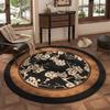 White Plum Blossom Round Carpet Non Slip Floor Mat Black Brown Oriental Design For Living Room Study Room Home Decor Rug