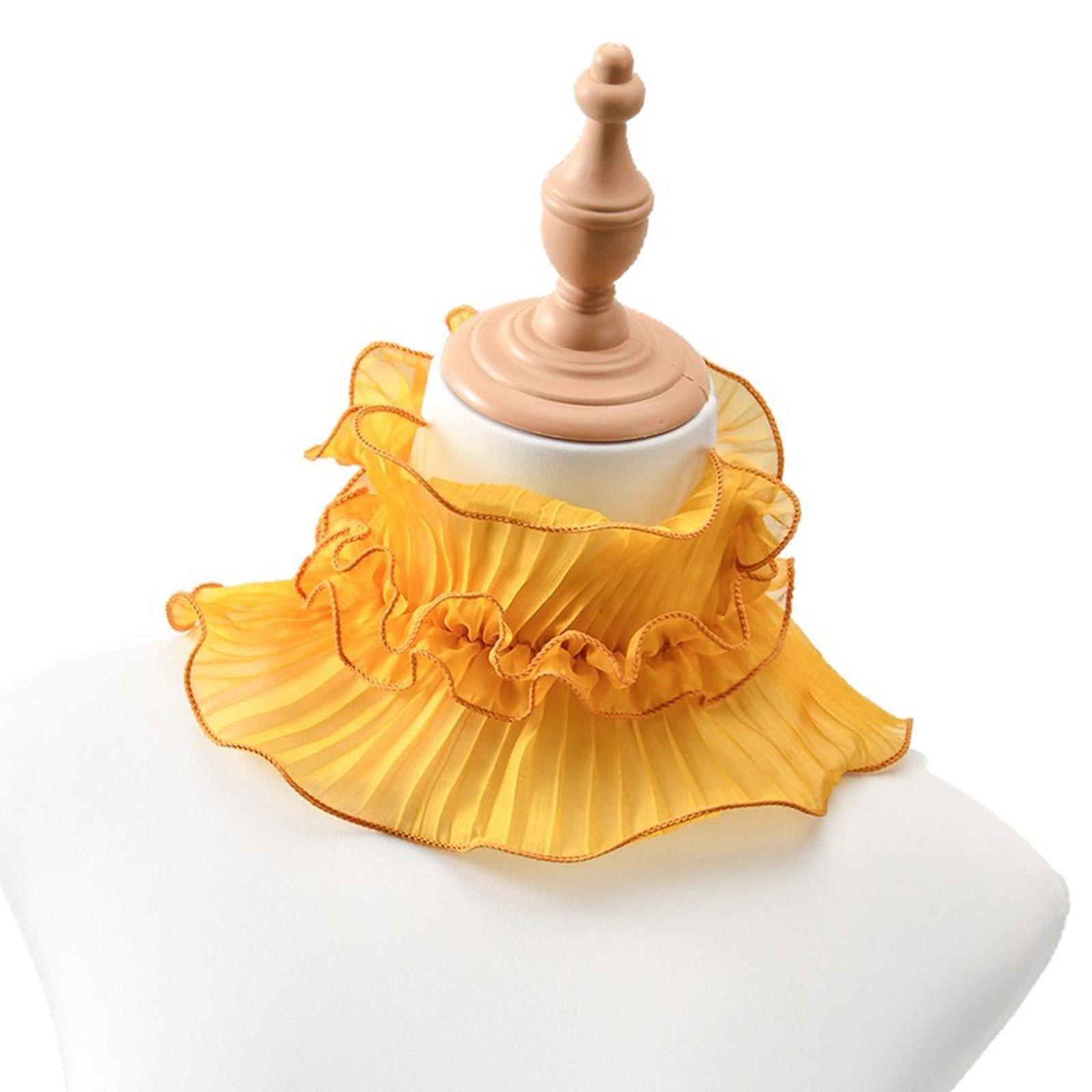 

Весенне-летняя полиэстеровая шейная косынка с цветочным кружевом, универсальный дизайн женского воротника рубашки с оборкой для стильного вида жёлтый