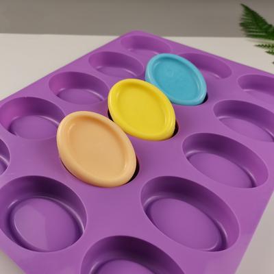 1pc Moules à Savon Ovale en Silicone 15 cavités Moules à Bougie Faits Main Moule à Bonbons Pouding Cuisson