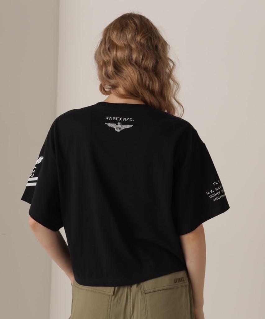 Avirex NAVAL POCKET SHORT T-SHIRT, Women's, Size F 120, Navy, 783-5935601