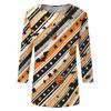 Women's Casual Halloween Print Pullover Top Three Quarter Sleeve Round Neck Shirt Lightweight Comfortable Fabric