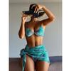 Digital Printed Mesh Three-Piece Bikini Split Swimsuit for Women