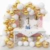 Wedding Anniversary Decor Balloons Garland White Gold Confetti Balloon Arch Kit Bride Shower Birthday Party Decoration Globos