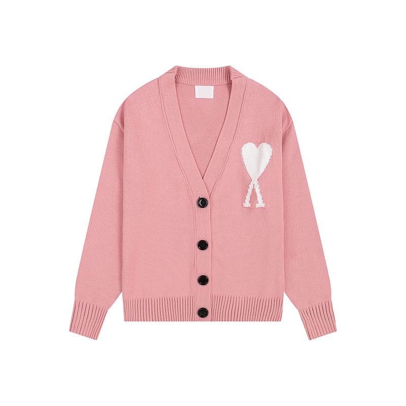 Klassischer Strick-Cardigan mit Herz-Stickerei - Unisex Lockerer Pullover