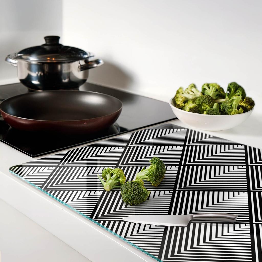 Stylish and Durable Glass Board with Geometric Shapes Print 80x52 Cm