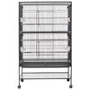 Bird Cage, 800 x 520 x 1320mm, Flat Top, Wrought Iron Bird Flight Cage with Perches, Slide-Out Tray and Plastic Feeders, Casters, for Parrot, Blue