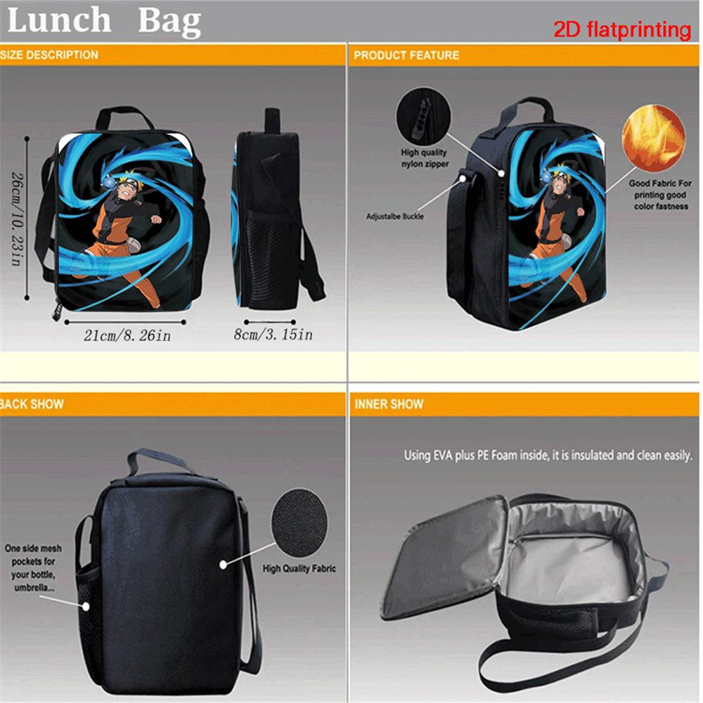3Pcs Set NARUTO Kids School Backpack With Lunch Bag&Pencil Case,Lightweight&Durable,Cartoon School Bags For Ages 6-11 Boys&Girls