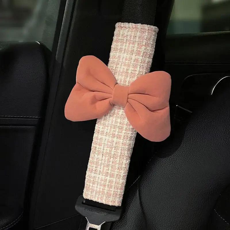 New Cute Cartoon Bowknot Car Tissue Box Female Car Seat Back Armrest Paper Box Seatbelt Cover Interior Decoration Supplies