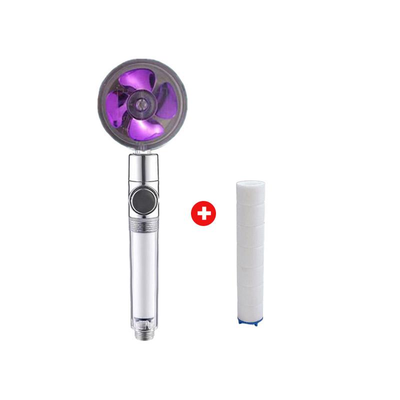 Powerful Pressurized Shower Set Fan Filter Showerhead One Touch Water Stop Sprayer Water Saving Handheld Showerheads