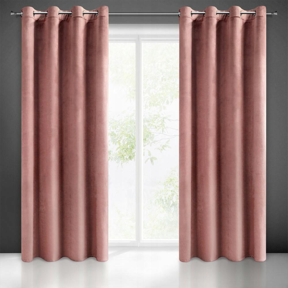 Melanie velvet curtain with eyelets 140x250 cm pink