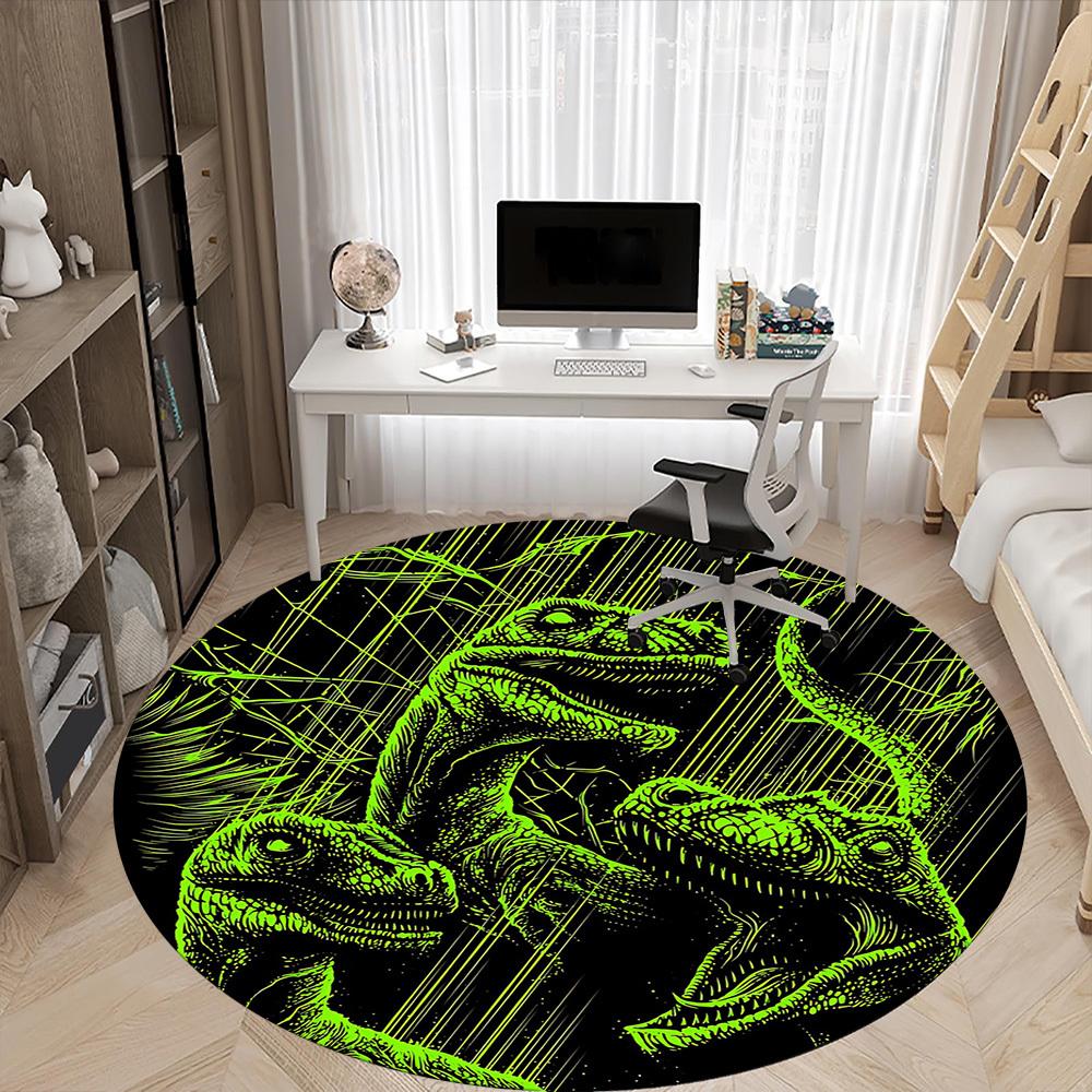 1pc Jurassic Dinosaurs Office Round Area Rug, Under Office Chairs Bedroom Living Room Home Decor A0926106